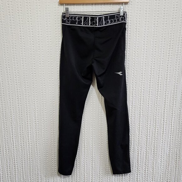 Vintage Diadora Women's Black Athletic Leggings Running Tech Tights Size Small - Picture 2 of 14
